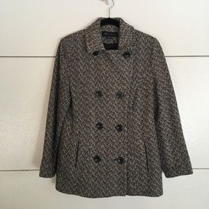 Anne Klein Tweed Wool Blend Pea Coat M